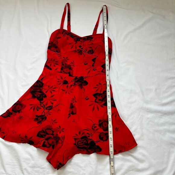Free People Candy Pin-Up Red Floral Romper 2 S Red Dark Romantic Whimsygoth - Picture 4 of 11